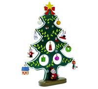 noTrash2003 Sapin de Noël en bois peint à la main avec 12 pendentifs Multicolore 22x16,5x2cm