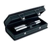 noTrash2003 Set d'écriture de qualité supérieure - Stylo à bille rotatif noir et argenté - Stylo à bille en métal argenté mat au look carbone - Dans un élégant étui cadeau