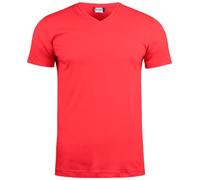 noTrash2003 T-shirt Clique Basic à manches courtes pour homme - Col en V - Manches courtes - Coupe ajustée - Bande de propreté à l'arrière - Avec élasthanne - 145 g/m² - Certifié Oeko-Tex, rouge, XXL