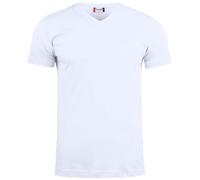 noTrash2003 T-shirt Clique Basic à manches courtes pour homme - Col en V - Manches courtes - Coupe ajustée - Bande de propreté à l'arrière - Avec élasthanne - 145 g/m² - Certifié Oeko-Tex, Blanc., M