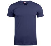 noTrash2003 T-shirt Clique Basic à manches courtes pour homme - Col en V - Manches courtes - Coupe ajustée - Bande de propreté à l'arrière - Avec élasthanne - 145 g/m² - Certifié Oeko-Tex, Bleu