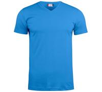 noTrash2003 T-shirt Clique Basic à manches courtes pour homme - Col en V - Manches courtes - Coupe ajustée - Bande de propreté à l'arrière - Avec élasthanne - 145 g/m² - Certifié Oeko-Tex, bleu roi,