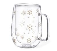 noTrash2003 Tasse à café en verre borosilicate à double paroi - 400 ml - Décoration d'hiver de Noël - Boissons chaudes - X-Mas