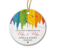 Notre 1Er en Tant Que Mme Et Mme Pendentif De Noël avec Ficelle Décoration De Noël A Suspendre Céramique Ornement Suspendu pour Mariage Fête Festival