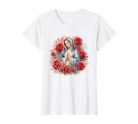 Notre Dame Bienheureuse Mère Marie Roses Art Catholique T-Shirt Graphique avec Valeur
