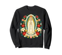 Notre-Dame de Fatima Bienheureuse Mère Marie Fleurs catholiques Sweatshirt