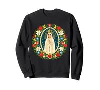 Notre-Dame de Fatima Bienheureuse Mère Marie Fleurs catholiques Sweatshirt
