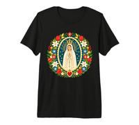 Notre-Dame de Fatima Bienheureuse Mère Marie Fleurs catholiques T-Shirt Haut de Gamme