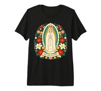 Notre-Dame de Fatima Bienheureuse Mère Marie Fleurs catholiques T-Shirt Haut de Gamme