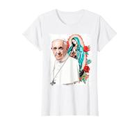 Notre-Dame de Guadalupe Pape François T-Shirt, Femme, Blanc, XXL