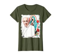 Notre-Dame de Guadalupe Pape François T-Shirt, Femme, Olive, S