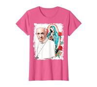Notre-Dame de Guadalupe Pape François T-Shirt, Femme, Rose Chiné, S