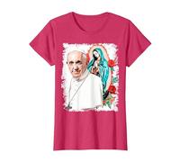 Notre-Dame de Guadalupe Pape François T-Shirt, Femme, Rouge Chiné, S