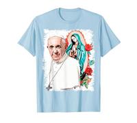 Notre-Dame de Guadalupe Pape François T-Shirt, Homme, Bleu Céleste, XL