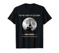 Notre Dame de la Garde Marseille Lune Art Minimaliste T-Shirt