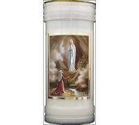 Notre Dame de Lourdes Bougie 72 Heures Novena Prière Saint Catholique 15cm Blanc