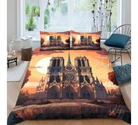 Notre Dame de Paris 3D Imprimé Dessin animé Housses De Couettes Pour Adultes Et Enfants Housse De Couette E Avec Fermeture À Glissière Microfibr Avec Taies Parure De Lit 3 Pièces Double(200x200cm)