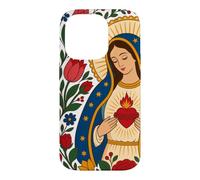 Notre-Dame Guadalupe Marie Cœur Immaculé Folk Catholique Sainte Coque pour iPhone 14 Pro