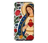 Notre-Dame Guadalupe Marie Cœur Immaculé Folk Catholique Sainte Coque pour iPhone 7 Plus/8 Plus