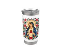 Notre-Dame Guadalupe Marie Cœur Immaculé Folk Catholique Sainte Gobelet isotherme en acier inoxydable double paroi