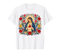 Notre-Dame Guadalupe Marie Cœur Immaculé Folk Catholique Sainte T-Shirt Graphique avec Valeur
