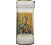 Notre Dame Perpétuelle Aider Bougie 72 Heures Burn Prière Saint Catholique 15cm Blanc