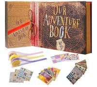 Notre livre d'aventure fabriqué à la main pour scrapbooking de 30,3 x 19,4 cm, couverture colorée, lettrage en relief, inspiré par « Up », idéal pour les photos, cadeau d'anniversaire de couple,
