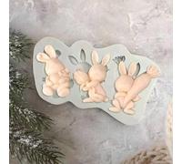 Notre lot de 2 moules en silicone est l'outil pour les chefs-d'œuvre créatifs pour gâteaux et chocolats (trois lapins)