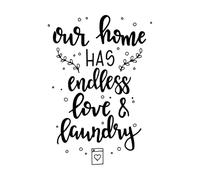 notre maison a beaucoup d'amour et de lessive Stickers muraux 36x51.7cm Étanche Noir