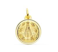 Notre Médaille en or 9 carats de la Dame de Begoña avec lunette lisse de 20 mm