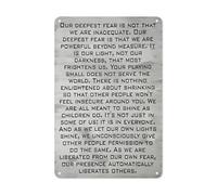 Notre plus grande peur : être insuffisants | Une puissance incommensurable | Nous sommes faits pour briller | Citation de Marianne Williamson | Plaque en métal rustique, décoration murale style ferme