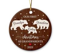 Notre premier Noël en tant que grands-parents ornement arbre décoration, bébé ours premier Noël 2025, nom personnalisé enfants ornements en céramique, cadeaux d'ornement de Noël nouvelle famille, 1er