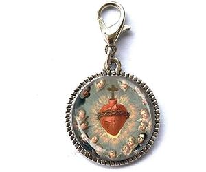 Notre Seigneur Cœur sacré avec Saints et Cheruns - Médaille catholique religieuse chrétienne bijoux cadeau