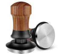 NOTSEK Tamper à café à ressort de 54 mm avec base ondulée, outil de tamper en bois de noyer avec base en acier inoxydable 304 pour porte-filtre sauge