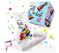 Notta&Belle FEEL LOVE EVERY MINUTE «BOUM!» Carte d'anniversaire Explosion Confettis (ballons blancs) - Happy Birthday, Carte de Voeux
