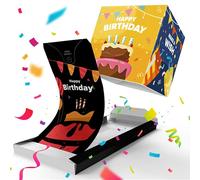 Notta&Belle FEEL LOVE EVERY MINUTE «BOUM!» Carte d'anniversaire Explosion Confettis (Black Cake), Cadeau à Effet «WOW!» Carte de Voeux Surprise pour Homme Femme Fille Garçon