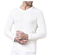 NOTTINGHAM Lot de 2 pièces maillot manches long col en V homme laine et coton - Couleur blanc - Laine à l'extérieur et coton sur la peau. Contenu en laine à 50 %, Blanc, XXX-Large