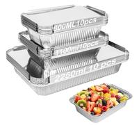 Notwoe® Lot de 30 Multi-Taille Barquettes Aluminium avec Couvercle, de 2250 ML,1100ml et 800 ML.Plats Aluminium Jetables et Réutilisables pour Cuisiner,Rôtir.