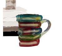 Nou Nouveau-café Tasse - 5.12x3.94x3.94 Pouces Vintage 3D Book De Coloré À La Main Tasses De Bière En Verre | Accessoires De Cuisine Multifonctionnels | Tasses De Boissons À Vin Confortables Pour Le J