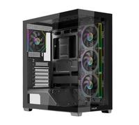 NOUA Noob XK100 Boîtier PC Gaming ATX | 4 ventilateurs ARGB préinstallés | Panneau avant et latéral en verre trempé panoramique | Port USB Type-C | Prend en charge E-ATX et refroidissement liquide 360