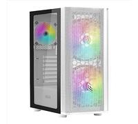 Noua Orizon M111 Boîtier ATX Blanc pour PC Gaming, Prend en Charge E-ATX, 0,50 mm SPCC, 3 Ventilateurs LED ARGB orientables (2 x 200 mm + 1 x 120 mm), façade en Maille et Panneau latéral en Verre