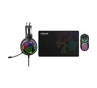 Noua Uranus Combo Pack de Jeu 3 en 1 - Souris Gaming 7200 DPI [6 Niveaux réglables], Casque de Jeu 50 mm USB/Jack 3,5 mm, Tapis de Souris antidérapant - Compatible avec PC/PS4/Xbox One