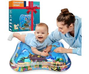 NouBaby® Tapis Eau Bebe Eveil Sensoriel - Jeux Bebe 0-3 Mois Tummy Time - Tapis D Eau Bebe Aquarium - Tapis Eveil Bebe XXL - Jeux D Eveil Bebe 0-6 Mois - Cadeau Bebe
