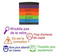 N'oublie pas de te relire, Trop d'erreurs de copie, Où est la correction ?, Travaille plus rapidement, Sois plus attentif en classe Tampons Encreurs Enseignants 5 Étages Re-éncrable