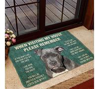 N'Oubliez Pas Les Règles De La Maison Bulldog Paillasson Intérieur Absorbant Paillasson D'Entree Durable Tapis De Douche pour Porte Chambre Baignoire 40X60 Cm