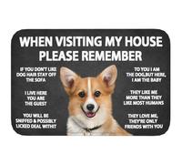 N'Oubliez Pas Les Règles De La Maison des Chiens Corgi Retros Tapis De Bain Durable Paillasson Ramasse La Saleté Tapis De Porte pour Balcon Accessoires Maison Entrée 40 X 60Cm