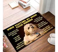 N'Oubliez Pas Les Règles De La Maison pour Chien Shih Tzu Tapis De Bain Absorbant Tapis De Douche Antidérapant Paillasson Intérieur pour Extérieur Porte Couloir 40X60 Cm
