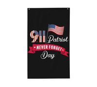 N'oublions jamais le Jour du Souvenir du 11 septembre 2001 | Drapeau vertical en polyester premium 90 x 150 cm (3 x 5 pi) avec impression inversée | Œillets en laiton | Ultra léger pour terrasse