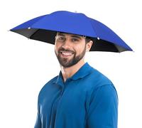 NOUCCI Chapeau de pêche avec parapluie de 68,6 cm avec bande élastique réglable, chapeau de parapluie pour adultes, femmes et hommes, chapeau de pluie pour pêche, randonnée, camping, jardinage