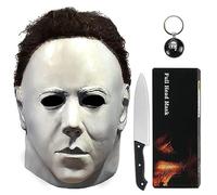 Noufun Masque de Michael Myers pour Adultes - Halloween 1978, Masque Complet de Visage d'horreur Halloween en Caoutchouc Latex Avec Cheveux - Couteau et Porte-clés Inclus